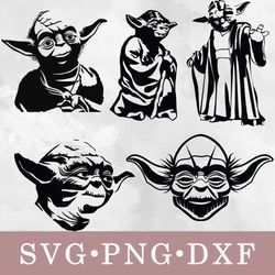 yoda svg, yoda bundle svg, png, dxf, svg files for cricut, movie svg, clipart