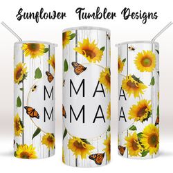 Mama Tumbler Sublimation designs, Sunflower Skinny Tumbler 20oz wrap, PNG, instant digital download
