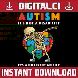 autism awareness day dabbing skeleton kids design png sublimation design