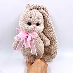 Soft plush bunny, Handmade stuffed toy, Knitted animal, Rabbit for a child, Mother's day gift, Easter gift for a girl