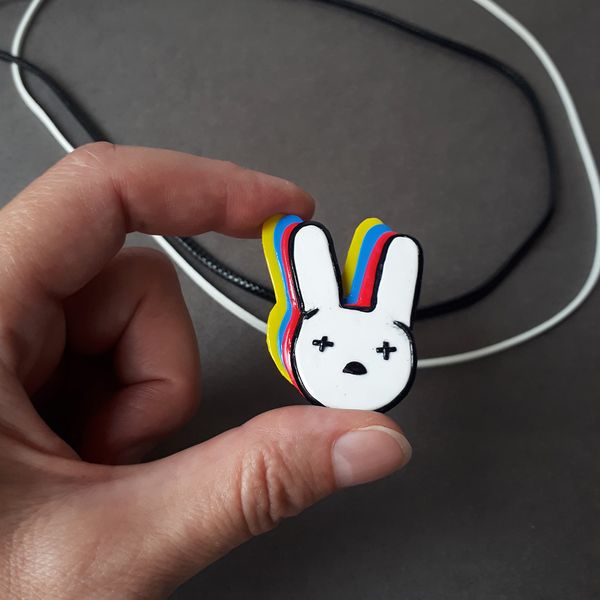 Rainbow Bunny pins polymer clay video tutorial , Bunny brooches, pendants or charms.jpg