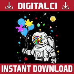 astronaut balloon autism awareness space png sublimation design