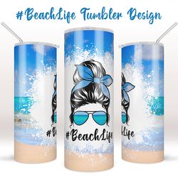Beach Tumbler Sublimation designs, Skinny Tumbler 20oz wrap, PNG, instant digital download