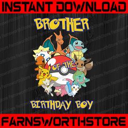 brother of the birthday boy pokemon svg kids gift baby svg birthday svg, pikachu birthday svg, pokemon birthday svg