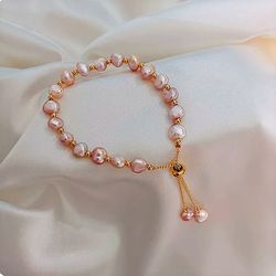 Pearl Bar women Bracelet - Pink Pearl Bracelet - Hand Jewelry -  Gift for her - One size