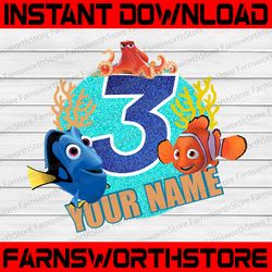 Personalised Finding Nemo Marlin Dory Disney Png - Happy Birthday Personalized Nemo Sublimation PNG File