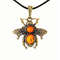 Bee necklace Insect jewelry Amber Bee jewelry Pendant Gold Antique metal Brass on a cord Vintage Style Handmade Summer jewelry gift for her women daughter girlf