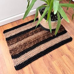 Rug striped Natural Jute   Braided Style Rug Living Modern Area  Rustic Look knitted by handmade