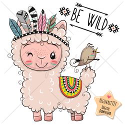 Cute Cartoon Llama PNG, Girl, clipart, Alpaca, Wild, Sublimation Design, Pink, print, clip art
