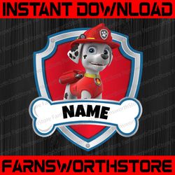 marshall paw patrol custom birthday png, personalized paw patrol birthday png