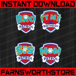 paw patrol family svg, boy birthday matching svg, birthday 2021 svg png, custom birthday svg