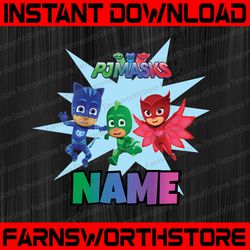 personalized name pj masks png sublimation , personalized diy mommy, daddy , birthday girl party printables pj masks png
