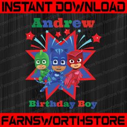 personalized name, birthday boy pj masks png iron on transfer personalized diy mommydaddy birthday girl party printables