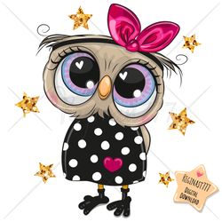 Cute Cartoon Owl PNG, clipart, Sublimation Design, Cool, print, clip art, Dress