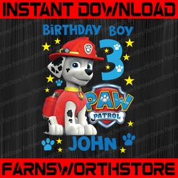 Personalized Name And Ages, Paw Patrol Chase Birthday Png, Birthday Boy Paw Patrol Birthday Png