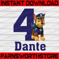 personalized name and ages, paw patrol chase birthday boy png paw patrol birthday png family birthday raglan kids