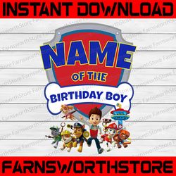 Personalized Name, Paw Patrol Chase Birthday Png, Paw Patrol Birthday Png Family Birthday Raglan Kids Family Only PNG