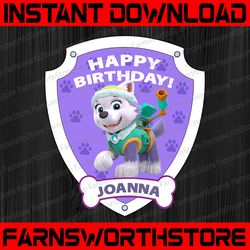 Personalized Name, Paw Patrol Chase Birthday Png, Paw Patrol Birthday Png Family Birthday Raglan Kids Family Only PNG