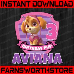 Personalized Name And Ages, Paw Patrol Chase Birthday Png, Paw Patrol Birthday Png Family Birthday Raglan Kids Family On