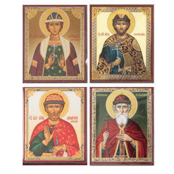 Discounted Four Russian Saints Icon Set | A set of 4 small Orthodox icons of Russian Saints