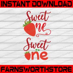 Sweet One SVG, Strawberry One Svg, First Birthday Svg Cut Files, One Strawberry Svg, Girls, Silhouette Cricut