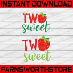 strawberry birthday svg, two sweet strawberry svg, 2nd second birthday svg, strawberry svg, girls, silhouette cricut