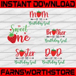 strawberry birthday family svg png, berry sweet birthday girl svg, birthday family svg, strawberry first birthday svg
