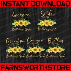 personalized birthday girl png, sunflower family png, sunflower birthday family matching shirts, sunflower kids png,