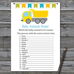 Construction Baby animals name game card,Construction Baby shower games printable,Fun Baby Shower Activity--376