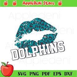 Leopard Pattern Lips Miami Dolphins Svg, Sport Svg, Miami Dolphins Lips Svg