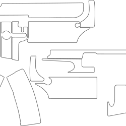 ar 15 design for engraving blank template black white vector outline or line art file for cnc laser cutting, wood, metal