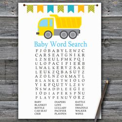 Construction Baby shower word search game card,Construction Baby shower games printable,Fun Baby Shower Activity--376