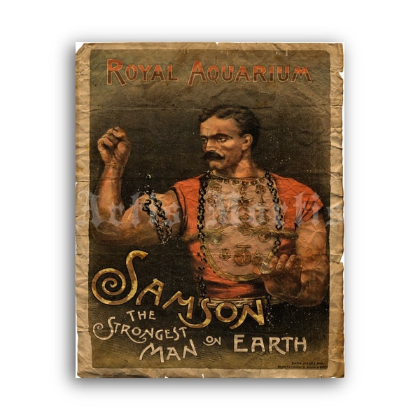 Samson The Strongest Man on Earth Victorian circus poster pr - Inspire ...