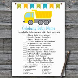 Construction Celebrity baby name game card,Construction Baby shower games printable,Fun Baby Shower Activity--376