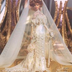 crochet pattern PDF- Edwardian Fashion - early 20th century Bride-doll Barbie gown crochet vintage pattern