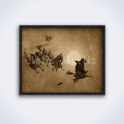 The Witches Ride drawing by William Holbrook Beard witchcraft printable art print poster Digital Download