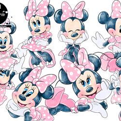 Minnie Mouse watercolor clip art, Minnie Mouse PNG download, Minnie Mouse download PNG
