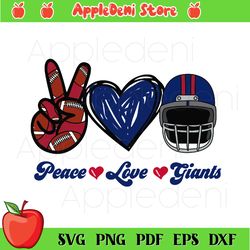 Peace Love Giants SVG, Giants Football Team SVG, Giants SVG, Sport Svg, NFL Svg