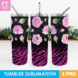 Floral Skinny Tumbler Sublimation Wrap - Peony PNG
