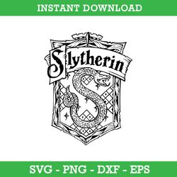 Slytherin Crest Outline Svg, Harry Potter House Crest Svg, School Of Magic House Crest Svg, Instant Download