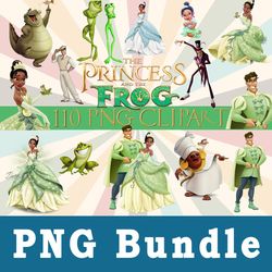 princess and the frog png, princess and the frog bundle png, cliparts, printable, cartoon characters
