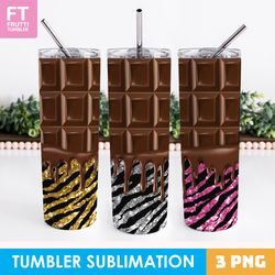 Chocolate Tumbler Sublimation Wraps with Glitter - 3 PNG