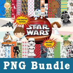 star wars png, star wars bundle png, cliparts, printable, cartoon characters