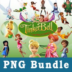 tinker bell png, tinker bell bundle png, cliparts, printable, cartoon characters