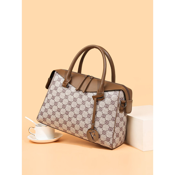 1Womens Geometric Pattern Top Handle Bag With Bag Charm.jpg