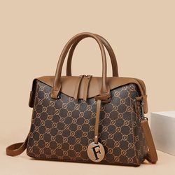 Womens Geometric Pattern Top Handle Bag With Bag Charm