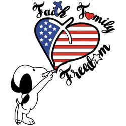 faith, family, freedom, snoopy us flag svg, dxf, eps, png instant download