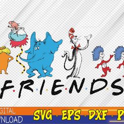 seuss friens svg, cat in the hat friends svg, dr seus svg, national read-across-america svg, eps, png, dxf