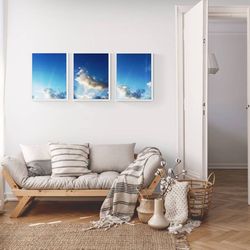 Clouds Prints Set of 3 Wall Art  - digital file that you will download