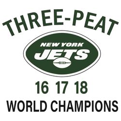 Three Peat New York Jets 16 17 18 World Champions Svg, Sport Svg, New York Jets Svg, Football Svg, Nfl Svg, New York Jet